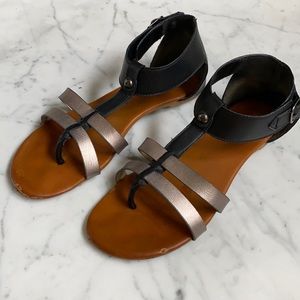 Metallic and Matte Strapped Thong Sandals